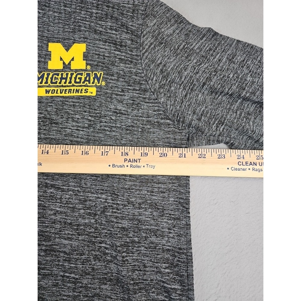 U Of M Michigan Wolverines Pro Edge 1/4 Zip Athletic Pullover Men's Medium Gray - Picture 3 of 8
